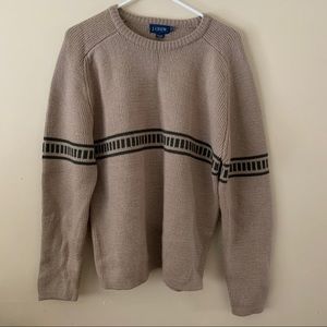 J CREW 100% Wool Tan Green Heavy Crewneck Sweater